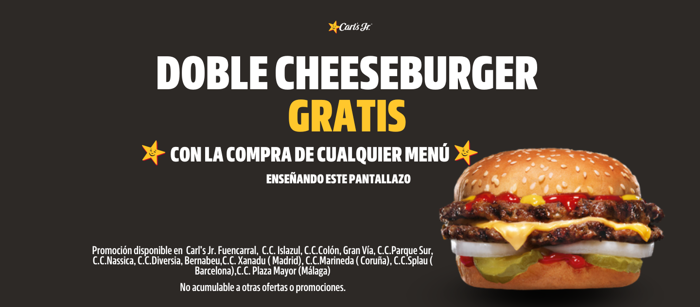 DOBLE CHEESEBURGER GRATIS (72 x 36 in) (1440 x 633 px)